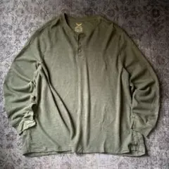 90s vintage トルコ製 ヘンリーネック ハニカム 短丈 サーマルシャツ 