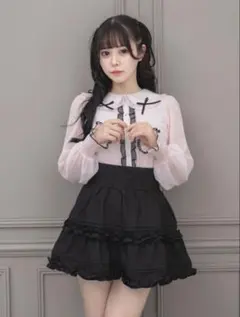 pium ハートレースパフスリーブTシャツ　ホワイト ハートレースパフスリーブTシャツ – pium