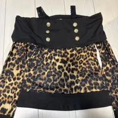 長袖 ヒョウ柄 オフショルダートップス