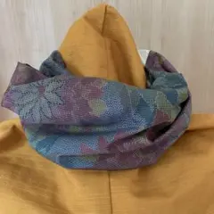 着物リメイク　大島紬　一重捻りスヌード