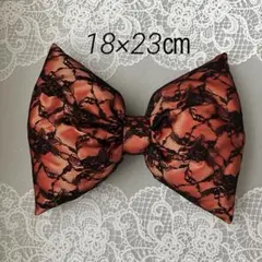 盛り髪リボン♡オレンジ×黒小花♡体育祭♡文化祭♡イベント♡ＪK♡推し活♡ライブ♡