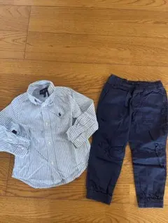 Ralph Lauren 3T ストライプシャツとカーゴパンツセット