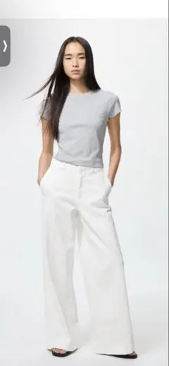 ユニクロ UNIQLO ワイドトラウザージーンズ 丈長め ホワイト