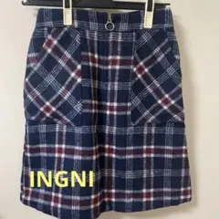 INGNI 紺色系チェック柄ミニスカート　Mサイズ　中古品　匿名配送送料　値下げ
