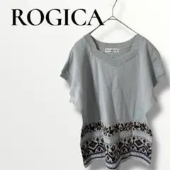 ROGICA ロジカ　ライトブルー　ニットトップス　半袖　L