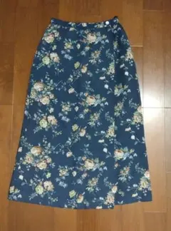 アリスバーリー　巻きスカート　ロングスカート　花柄　麻50％　美品