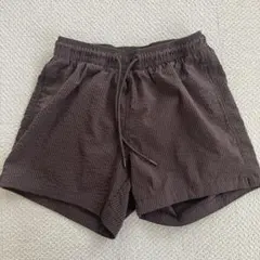 H&M メンズ シアーサッカースイムショーツ ブラウン　M