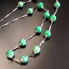 孔雀石 マラカイト風 ロングネックレス