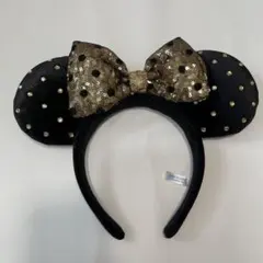 【即日発送可】 ディズニー　ミニー　カチューシャ　ベロア　ドット　スパンコール