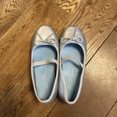 シルバー リボン付きバレエシューズ 19