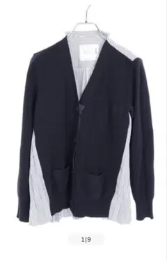 sacai バックプリーツ カーディガン ネイビー ストライプのサムネイル