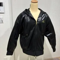 adidas フード付きナイロンジャケット 黒