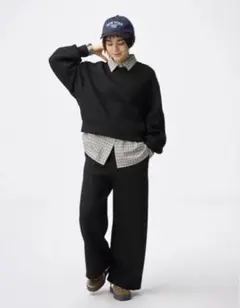 GU パフスウェットバギーパンツ　丈短め