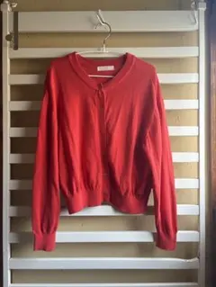 SENSE OF PLACE リングドットクルーネックカーディガン　赤