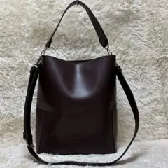 ランデブー　2way ハンドバッグ　ショルダーバッグ　ブラウン　レザー　シンプル