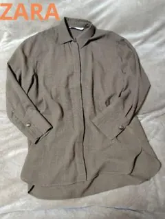 ZARA　ブラウン 長袖シャツ ウール100％