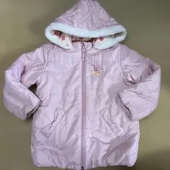 ウサギ刺繍付きドット柄中綿コート　リバーシブル