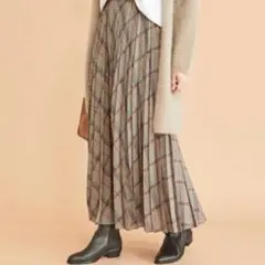 ロング チェック プリーツ スカート　BEAUTY&YOUTH