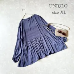 【UNIQLO ユニクロ】長袖 トップス ブラウス ランダムプリーツ ゆったりのサムネイル