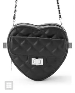 GRL キルティングチェーンハート型バッグ 黒