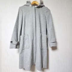 ViS フード付き ファー ロングコート グレーのサムネイル