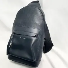 ポールスミス ボディバッグ ショルダーバッグ 近年 ネイビー ロゴ 大容量 縦型