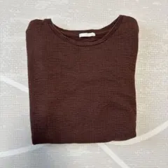 GU ブラウン ワッフル素材 半袖Tシャツ XL