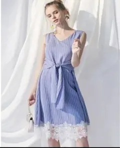 マーキュリーデュオ　ストライプ切替ワンピース