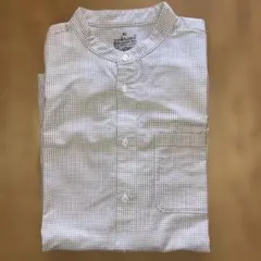 無印良品ギンガムチェック バンドカラーシャツ 긴팔
