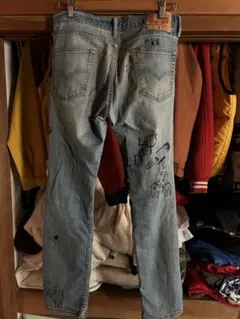 リーバイス　ペイント　リメイク　デニムパンツ