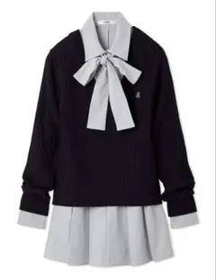 SNIDEL シャツコンビチュニック ネイビー 0