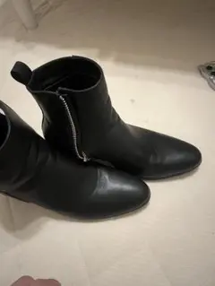 ブラック ショートブーツ 26cm ヒール7cm サイドジップ