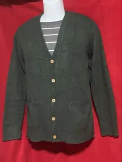 [GU]カシミヤタッチ アクリルカーディガン モスグリーン XL