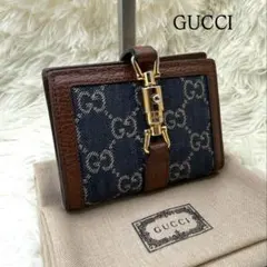 ✨️極美品 ✨️グッチ コンパクトウォレット ジャッキー GG柄 インディゴ