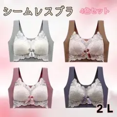 シームレスブラ　ノンワイヤー　ナイトブラ　2L 美胸　楽ブラ　伸縮性　着痩せ