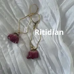 ガーリーフラワーピアス＊ニュアンスミニ薔薇