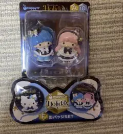 ハッピーくじ　サンリオ　リトルツインスターズ フィギュア　 缶バッジ　2点