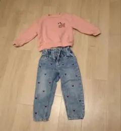 babyGAP ミニーデニムパンツ&ミッキートレーナーセット105