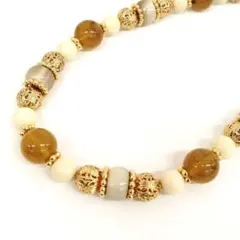 AVON ヴィンテージ ネックレス ブラウン アイボリー グレー