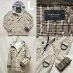 【希少】バーバリーブラックレーベル フードジャケット L ノバチェック ベージュ