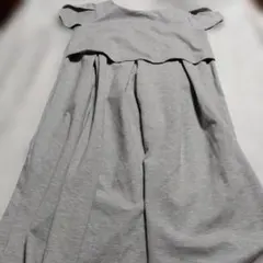 授乳用　グレー ノースリーブ フリル袖 ロングワンピース