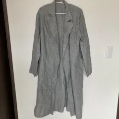 グレー ストライプ ロングシャツワンピース