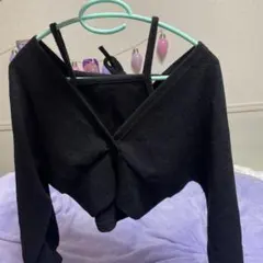 オフショルダー トップス ブラック キャミ付き
