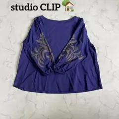 スタディオクリップ　パープル　カットソー　フリーサイズ