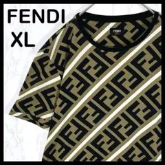 【極美品/即完売商品】FENDI 全面ズッカ柄　ストライプ　XL tシャツ