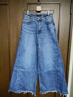 JEANASIS ブルーワイドパンツ フリンジヘム