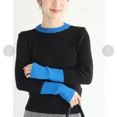 CAWAII 手元まで暖かい指穴袖のニットカットソートップス　長袖