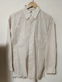 Mサイズ　ユニクロ　オーバーサイズストライプシャツ　長袖　ベーシュ