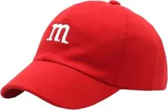 キャップ 帽子 キッズ m&mロゴ 刺繍 男女兼用 48-52㎝ 赤 レッド