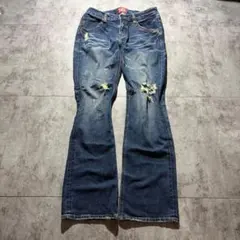 00s y2k flare denim damage grunge street
